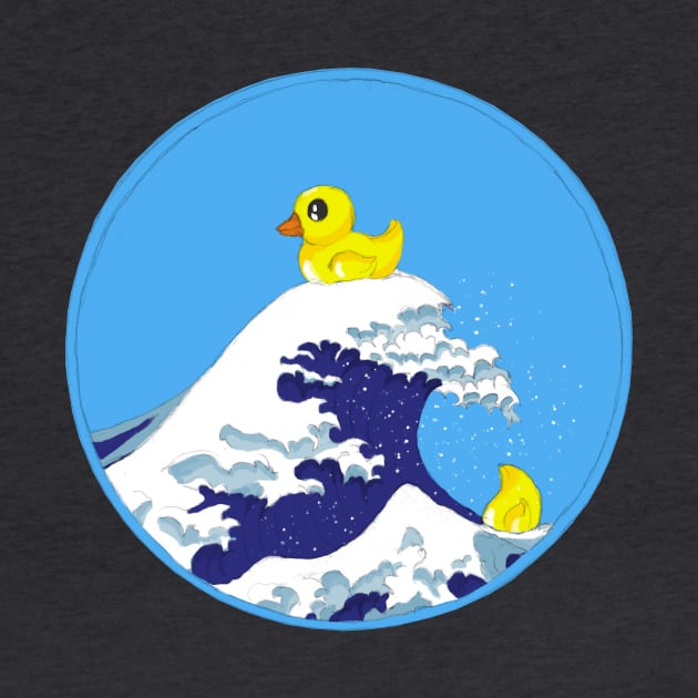 Bath duck in distress - freely based on Hokusai by LeahHa